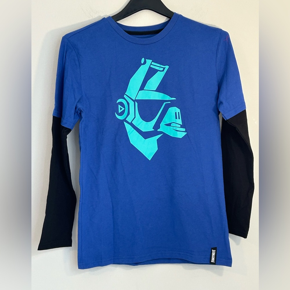 Fortnite Boys Blue Long Sleeve Layered Graphic Tee Size XL (14/16)